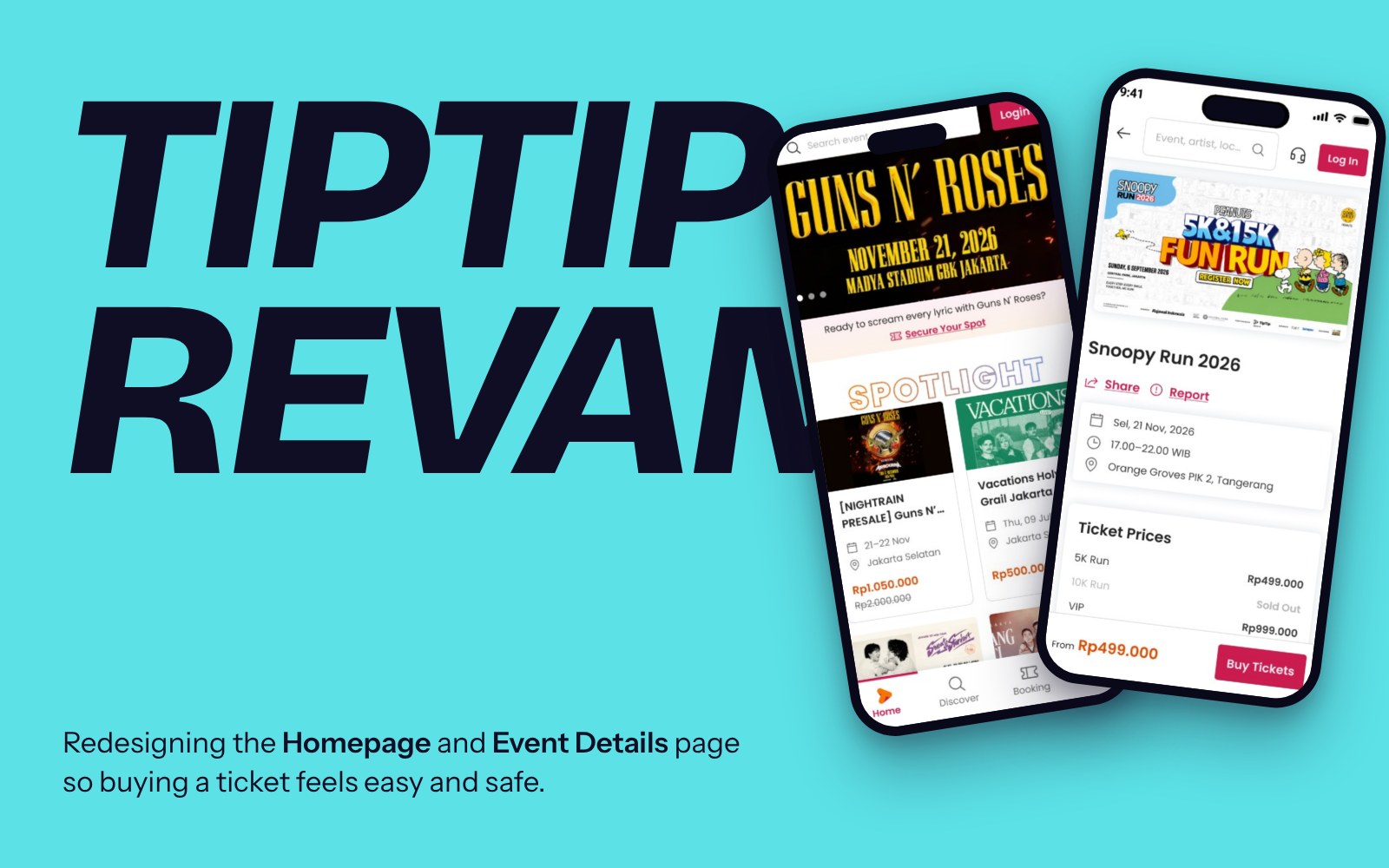 New TipTip homepage and event page on two phones